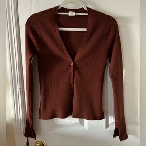 Abercrombie Slim Ribbed Cardigan Brown sz M NWT